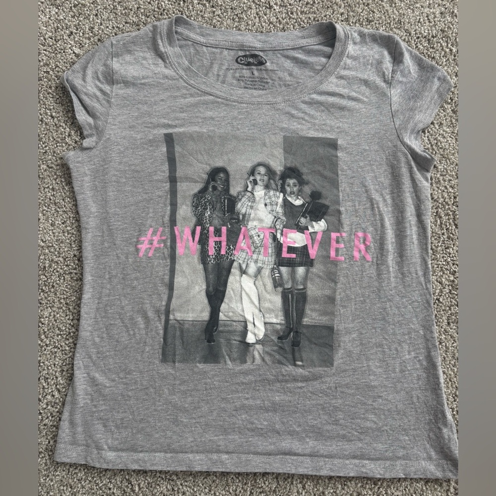 Clueless #Whatever Gray Graphic Tee